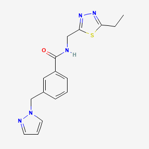 molecular formula C16H17N5OS B3989871 N-[(5-ethyl-1,3,4-thiadiazol-2-yl)methyl]-3-(1H-pyrazol-1-ylmethyl)benzamide 