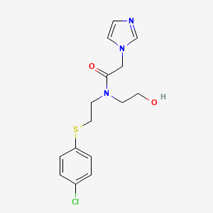 molecular formula C15H18ClN3O2S B3990182 N-{2-[(4-chlorophenyl)thio]ethyl}-N-(2-hydroxyethyl)-2-(1H-imidazol-1-yl)acetamide 