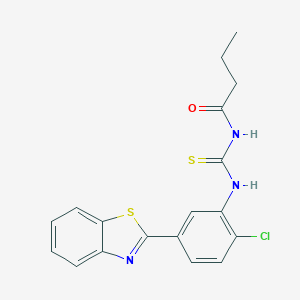 molecular formula C18H16ClN3OS2 B399026 N-[[5-(1,3-benzothiazol-2-yl)-2-chlorophenyl]carbamothioyl]butanamide 