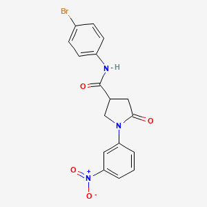 molecular formula C17H14BrN3O4 B3990332 N-(4-bromophenyl)-1-(3-nitrophenyl)-5-oxopyrrolidine-3-carboxamide 
