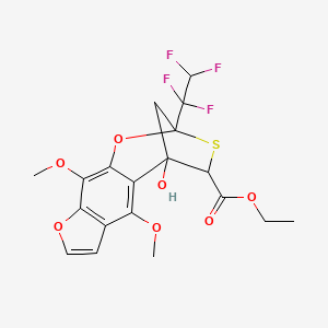 molecular formula C19H18F4O7S B3990471 ethyl 1-hydroxy-3,9-dimethoxy-12-(1,1,2,2-tetrafluoroethyl)-7,11-dioxa-13-thiatetracyclo[10.2.1.0~2,10~.0~4,8~]pentadeca-2(10),3,5,8-tetraene-14-carboxylate 