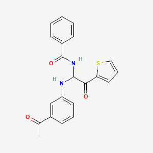 molecular formula C21H18N2O3S B3990472 N-{1-[(3-acetylphenyl)amino]-2-oxo-2-(thiophen-2-yl)ethyl}benzamide 