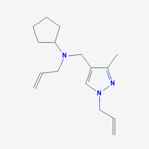 molecular formula C16H25N3 B3990511 N-allyl-N-[(1-allyl-3-methyl-1H-pyrazol-4-yl)methyl]cyclopentanamine 
