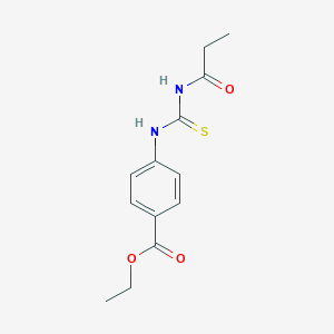 molecular formula C13H16N2O3S B399053 ethyl 4-{[(propionylamino)carbothioyl]amino}benzoate 