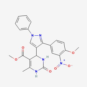 molecular formula C23H21N5O6 B3990721 methyl 4-[3-(4-methoxy-3-nitrophenyl)-1-phenyl-1H-pyrazol-4-yl]-6-methyl-2-oxo-1,2,3,4-tetrahydro-5-pyrimidinecarboxylate 