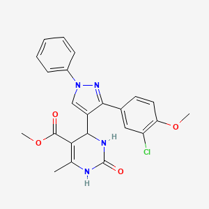 molecular formula C23H21ClN4O4 B3990944 methyl 4-[3-(3-chloro-4-methoxyphenyl)-1-phenyl-1H-pyrazol-4-yl]-6-methyl-2-oxo-1,2,3,4-tetrahydropyrimidine-5-carboxylate 