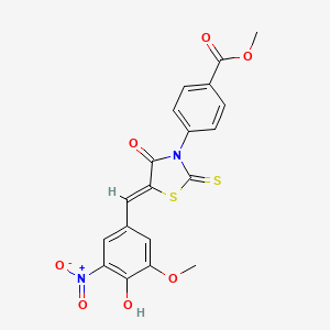 molecular formula C19H14N2O7S2 B3990968 methyl 4-[5-(4-hydroxy-3-methoxy-5-nitrobenzylidene)-4-oxo-2-thioxo-1,3-thiazolidin-3-yl]benzoate 