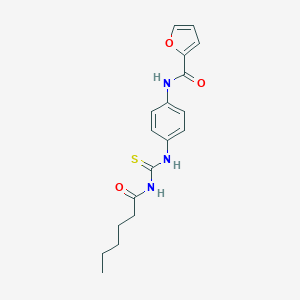 molecular formula C18H21N3O3S B399116 N-(4-{[(hexanoylamino)carbothioyl]amino}phenyl)-2-furamide 