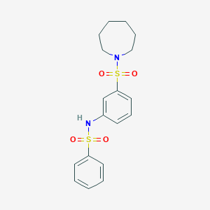 molecular formula C18H22N2O4S2 B3991174 N-[3-(1-azepanylsulfonyl)phenyl]benzenesulfonamide 