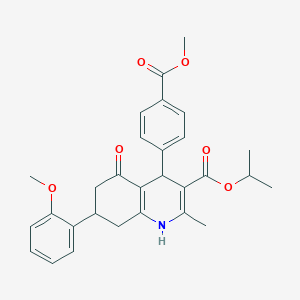molecular formula C29H31NO6 B3991253 Propan-2-yl 4-[4-(methoxycarbonyl)phenyl]-7-(2-methoxyphenyl)-2-methyl-5-oxo-1,4,5,6,7,8-hexahydroquinoline-3-carboxylate 