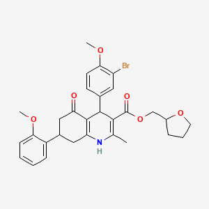 molecular formula C30H32BrNO6 B3991357 Tetrahydrofuran-2-ylmethyl 4-(3-bromo-4-methoxyphenyl)-7-(2-methoxyphenyl)-2-methyl-5-oxo-1,4,5,6,7,8-hexahydroquinoline-3-carboxylate 