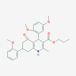 molecular formula C29H33NO6 B3991465 Propyl 4-(2,5-dimethoxyphenyl)-7-(2-methoxyphenyl)-2-methyl-5-oxo-1,4,5,6,7,8-hexahydroquinoline-3-carboxylate 