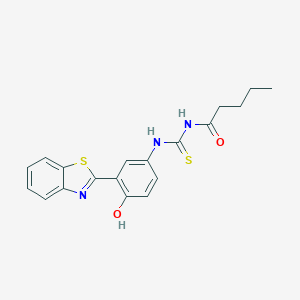 B399148 N-{[3-(1,3-benzothiazol-2-yl)-4-hydroxyphenyl]carbamothioyl}pentanamide CAS No. 429635-36-9