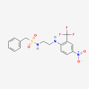 molecular formula C16H16F3N3O4S B3991551 N-{2-[4-NITRO-2-(TRIFLUOROMETHYL)ANILINO]ETHYL}(PHENYL)METHANESULFONAMIDE 