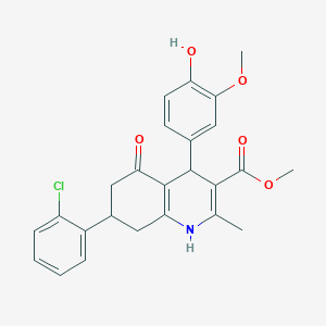 molecular formula C25H24ClNO5 B3991678 Methyl 7-(2-chlorophenyl)-4-(4-hydroxy-3-methoxyphenyl)-2-methyl-5-oxo-1,4,5,6,7,8-hexahydroquinoline-3-carboxylate 
