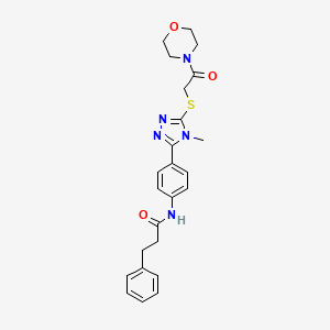 molecular formula C24H27N5O3S B3991703 N-[4-(4-methyl-5-{[2-(4-morpholinyl)-2-oxoethyl]thio}-4H-1,2,4-triazol-3-yl)phenyl]-3-phenylpropanamide 