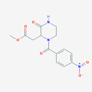 molecular formula C14H15N3O6 B3991736 Methyl 2-[1-(4-nitrobenzoyl)-3-oxopiperazin-2-yl]acetate 