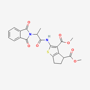 molecular formula C22H20N2O7S B3991846 dimethyl 2-{[2-(1,3-dioxo-1,3-dihydro-2H-isoindol-2-yl)propanoyl]amino}-5,6-dihydro-4H-cyclopenta[b]thiophene-3,4-dicarboxylate 