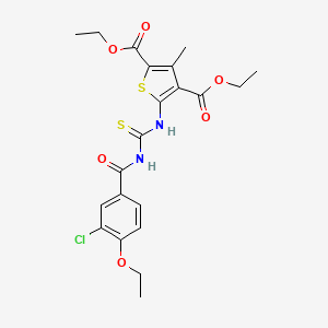 molecular formula C21H23ClN2O6S2 B3991923 Diethyl 5-({[(3-chloro-4-ethoxyphenyl)carbonyl]carbamothioyl}amino)-3-methylthiophene-2,4-dicarboxylate 