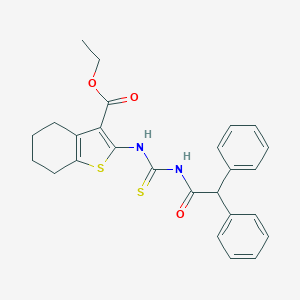 molecular formula C26H26N2O3S2 B399215 Ethyl 2-{[(diphenylacetyl)carbamothioyl]amino}-4,5,6,7-tetrahydro-1-benzothiophene-3-carboxylate 