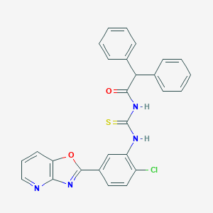 molecular formula C27H19ClN4O2S B399217 N-{[2-chloro-5-([1,3]oxazolo[4,5-b]pyridin-2-yl)phenyl]carbamothioyl}-2,2-diphenylacetamide CAS No. 371202-84-5