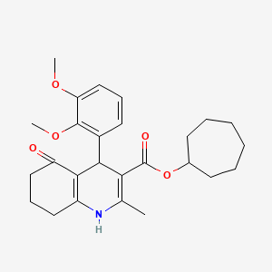 molecular formula C26H33NO5 B3992171 Cycloheptyl 4-(2,3-dimethoxyphenyl)-2-methyl-5-oxo-1,4,5,6,7,8-hexahydroquinoline-3-carboxylate 