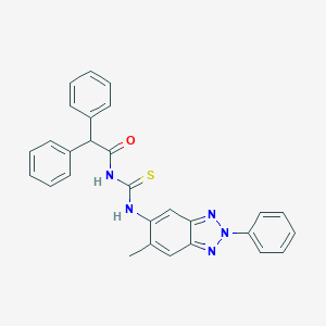 molecular formula C28H23N5OS B399237 N-[(6-methyl-2-phenyl-2H-benzotriazol-5-yl)carbamothioyl]-2,2-diphenylacetamide CAS No. 385391-28-6
