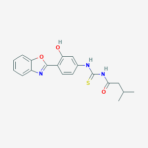 molecular formula C19H19N3O3S B399246 N-{[4-(1,3-benzoxazol-2-yl)-3-hydroxyphenyl]carbamothioyl}-3-methylbutanamide 