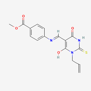 molecular formula C16H15N3O4S B3992495 Methyl 4-[(6-hydroxy-4-oxo-1-prop-2-enyl-2-sulfanylidenepyrimidin-5-yl)methylideneamino]benzoate 