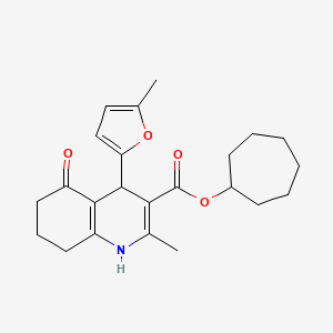 molecular formula C23H29NO4 B3992568 Cycloheptyl 2-methyl-4-(5-methylfuran-2-yl)-5-oxo-1,4,5,6,7,8-hexahydroquinoline-3-carboxylate 