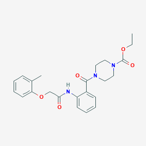 molecular formula C23H27N3O5 B3992648 Ethyl 4-[(2-{[(2-methylphenoxy)acetyl]amino}phenyl)carbonyl]piperazine-1-carboxylate 