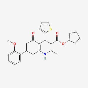 molecular formula C27H29NO4S B3992756 Cyclopentyl 7-(2-methoxyphenyl)-2-methyl-5-oxo-4-(thiophen-2-yl)-1,4,5,6,7,8-hexahydroquinoline-3-carboxylate 