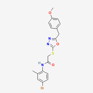 molecular formula C19H18BrN3O3S B3992791 N-(4-bromo-2-methylphenyl)-2-[[5-[(4-methoxyphenyl)methyl]-1,3,4-oxadiazol-2-yl]sulfanyl]acetamide 