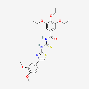 molecular formula C25H29N3O6S2 B3992798 N-({[4-(3,4-dimethoxyphenyl)-1,3-thiazol-2-yl]amino}carbonothioyl)-3,4,5-triethoxybenzamide 