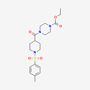 molecular formula C20H29N3O5S B3992802 Ethyl 4-[1-(4-methylbenzenesulfonyl)piperidine-4-carbonyl]piperazine-1-carboxylate 