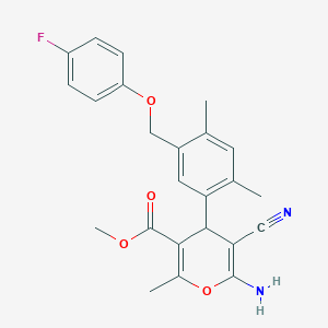 molecular formula C24H23FN2O4 B3992821 methyl 6-amino-5-cyano-4-{5-[(4-fluorophenoxy)methyl]-2,4-dimethylphenyl}-2-methyl-4H-pyran-3-carboxylate 