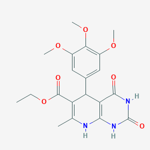 molecular formula C20H23N3O7 B3992850 ethyl 7-methyl-2,4-dioxo-5-(3,4,5-trimethoxyphenyl)-5,8-dihydro-1H-pyrido[2,3-d]pyrimidine-6-carboxylate 