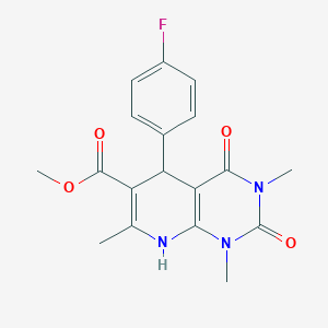 molecular formula C18H18FN3O4 B3992925 methyl 5-(4-fluorophenyl)-1,3,7-trimethyl-2,4-dioxo-1,2,3,4,5,8-hexahydropyrido[2,3-d]pyrimidine-6-carboxylate 