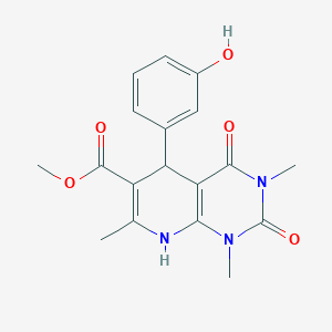 molecular formula C18H19N3O5 B3993059 methyl 5-(3-hydroxyphenyl)-1,3,7-trimethyl-2,4-dioxo-1,2,3,4,5,8-hexahydropyrido[2,3-d]pyrimidine-6-carboxylate 