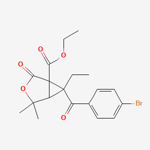molecular formula C19H21BrO5 B3993065 ethyl 6-(4-bromobenzoyl)-6-ethyl-4,4-dimethyl-2-oxo-3-oxabicyclo[3.1.0]hexane-1-carboxylate 