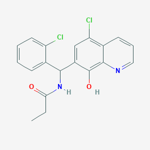 molecular formula C19H16Cl2N2O2 B3993109 N-[(5-chloro-8-hydroxy-7-quinolinyl)(2-chlorophenyl)methyl]propanamide 