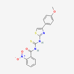 molecular formula C18H14N4O4S2 B3993115 N-{[4-(4-methoxyphenyl)-1,3-thiazol-2-yl]carbamothioyl}-2-nitrobenzamide 