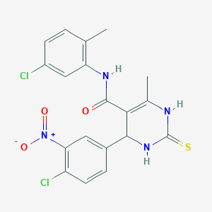 molecular formula C19H16Cl2N4O3S B3993129 N-(5-chloro-2-methylphenyl)-4-(4-chloro-3-nitrophenyl)-6-methyl-2-sulfanylidene-3,4-dihydro-1H-pyrimidine-5-carboxamide 
