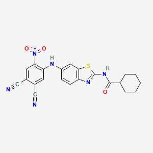 molecular formula C22H18N6O3S B3993152 N-[6-(4,5-DICYANO-2-NITROANILINO)-1,3-BENZOTHIAZOL-2-YL]-1-CYCLOHEXANECARBOXAMIDE 
