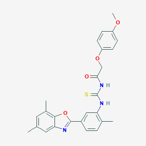 molecular formula C26H25N3O4S B399317 N-{[5-(5,7-dimethyl-1,3-benzoxazol-2-yl)-2-methylphenyl]carbamothioyl}-2-(4-methoxyphenoxy)acetamide 