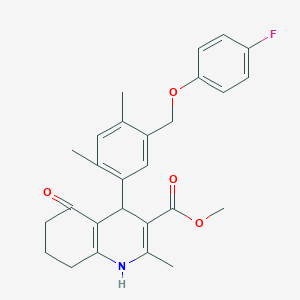 molecular formula C27H28FNO4 B3993326 methyl 4-[5-[(4-fluorophenoxy)methyl]-2,4-dimethylphenyl]-2-methyl-5-oxo-4,6,7,8-tetrahydro-1H-quinoline-3-carboxylate 