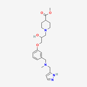 molecular formula C22H32N4O4 B3993386 methyl 1-[2-hydroxy-3-(3-{[methyl(1H-pyrazol-5-ylmethyl)amino]methyl}phenoxy)propyl]-4-piperidinecarboxylate 
