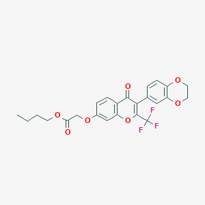 molecular formula C24H21F3O7 B3993459 butyl {[3-(2,3-dihydro-1,4-benzodioxin-6-yl)-4-oxo-2-(trifluoromethyl)-4H-chromen-7-yl]oxy}acetate 