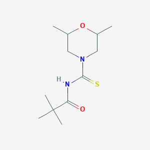 molecular formula C12H22N2O2S B3993560 N-(2,6-dimethylmorpholine-4-carbothioyl)-2,2-dimethylpropanamide 