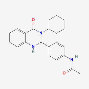 molecular formula C22H25N3O2 B3993685 N-[4-(3-cyclohexyl-4-oxo-1,2,3,4-tetrahydro-2-quinazolinyl)phenyl]acetamide 